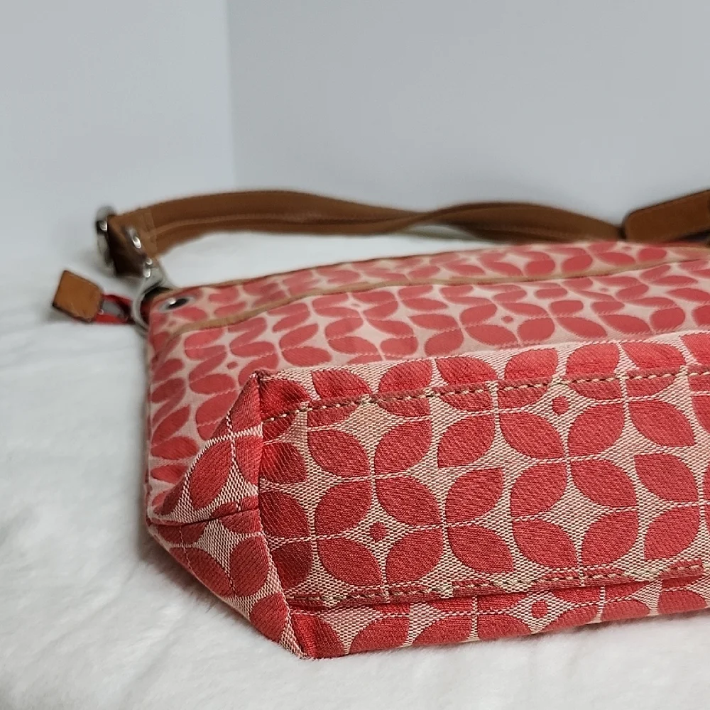 Fossil Orange Patterned Crossbody Bag with Tan Straps